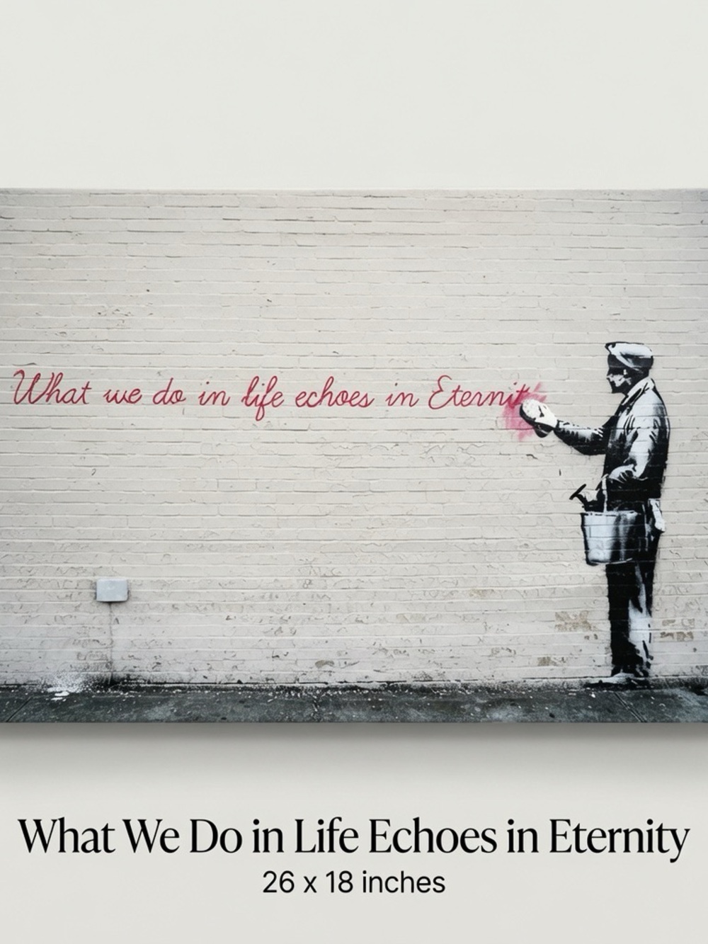 Banksy-Inspired Wall Art Print with Pink Script